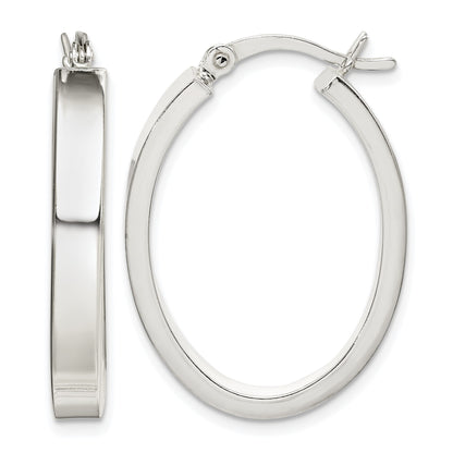 Sterling Silver Polished 4mm Oval Hoop Earrings