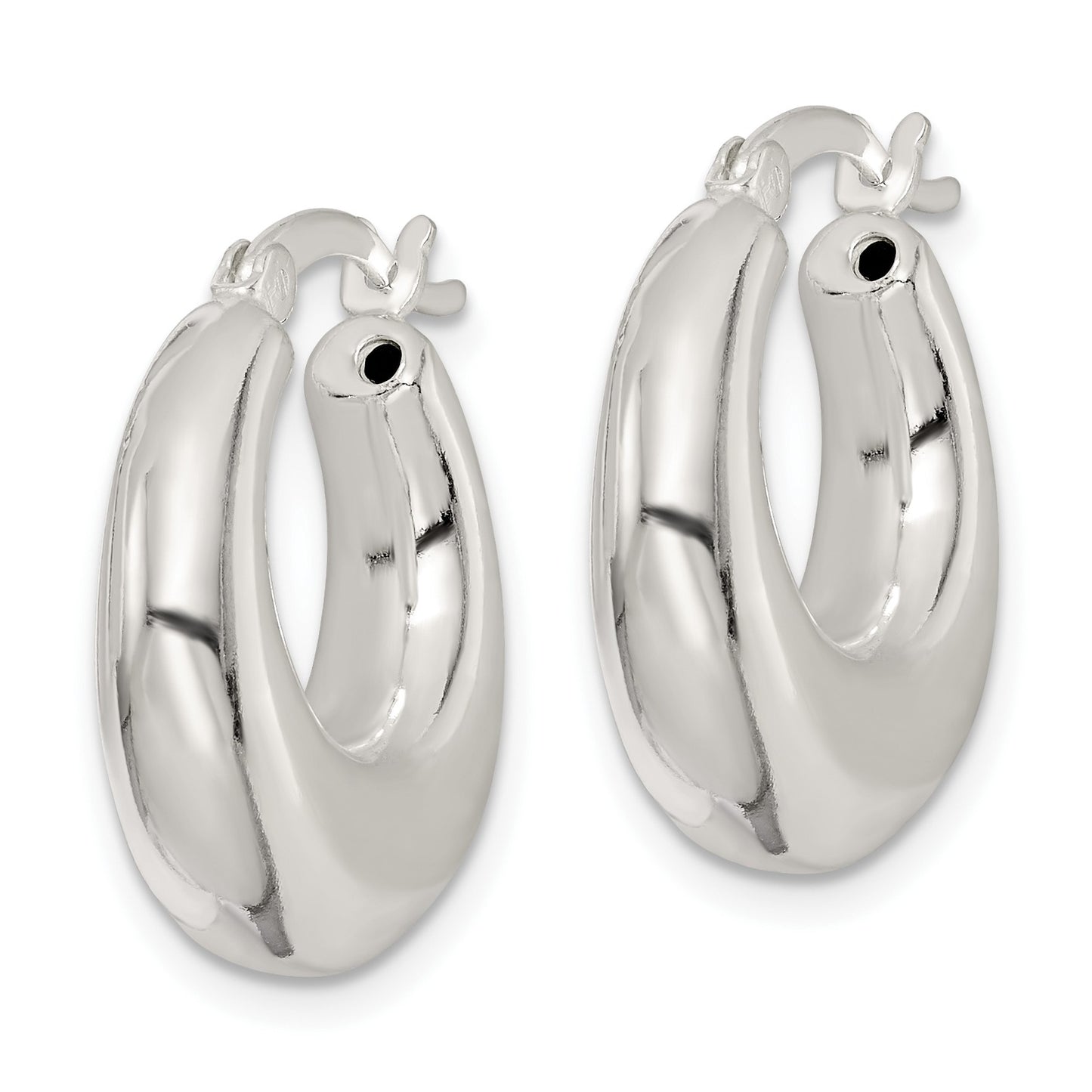 Sterling Silver Polished & Tapered Round Hoop Earrings