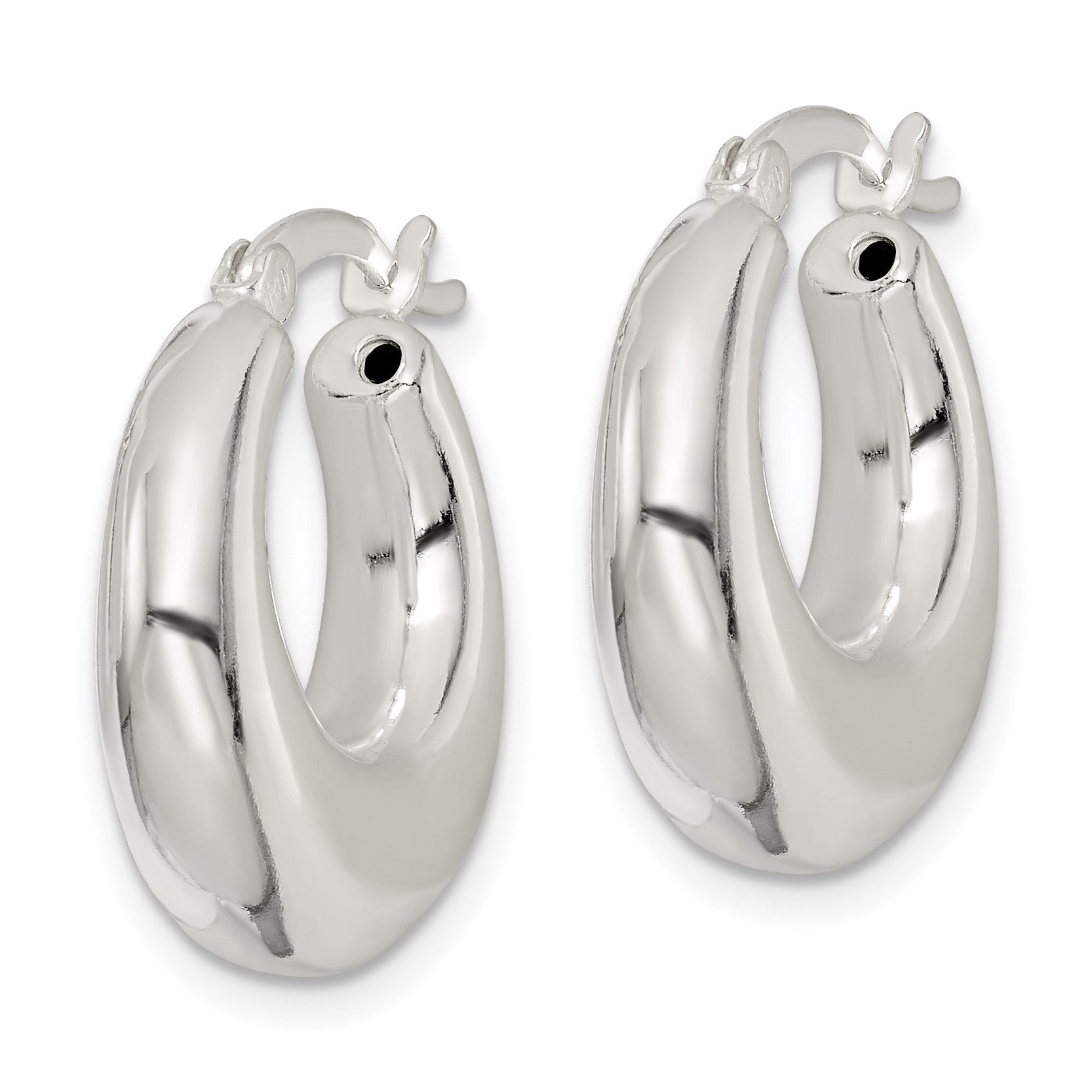 Sterling Silver Polished & Tapered Round Hoop Earrings