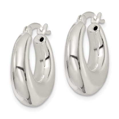 Sterling Silver Polished & Tapered Round Hoop Earrings