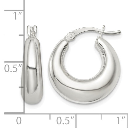 Sterling Silver Polished & Tapered Round Hoop Earrings