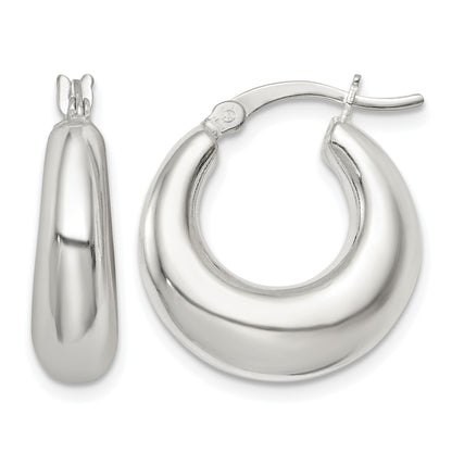 Sterling Silver Polished & Tapered Round Hoop Earrings