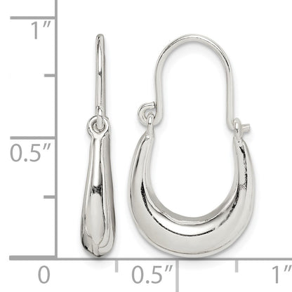 Sterling Silver Polished & Tapered Oval Hoop Earrings