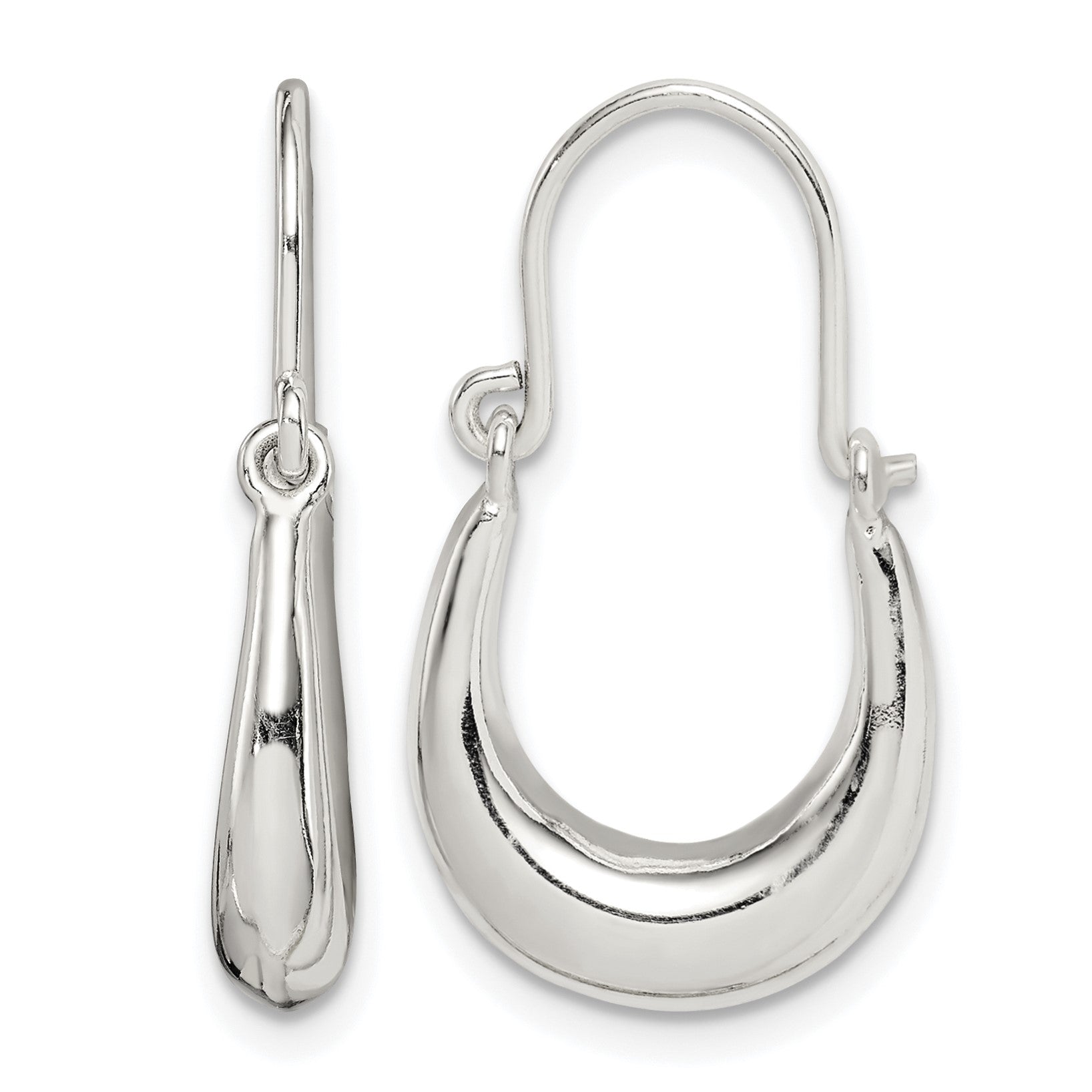Sterling Silver Polished & Tapered Oval Hoop Earrings