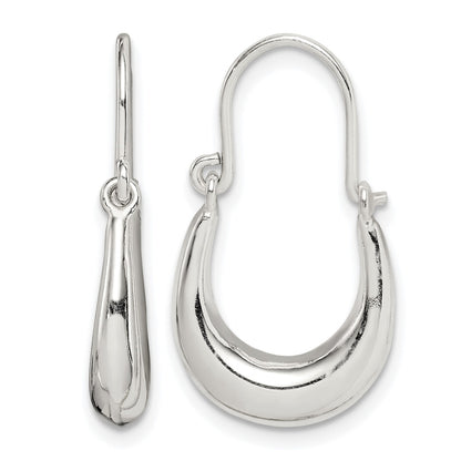 Sterling Silver Polished & Tapered Oval Hoop Earrings