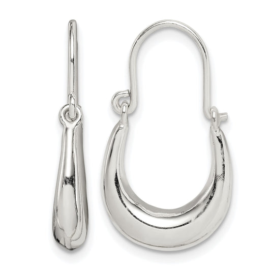 Sterling Silver Polished & Tapered Oval Hoop Earrings