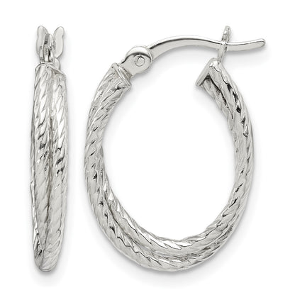 Sterling Silver Twisted and Textured Hoop Earrings