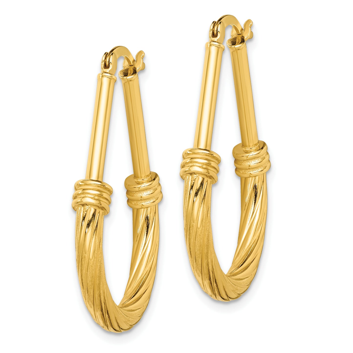 Sterling Silver Gold-tone Textured Hoop Earrings