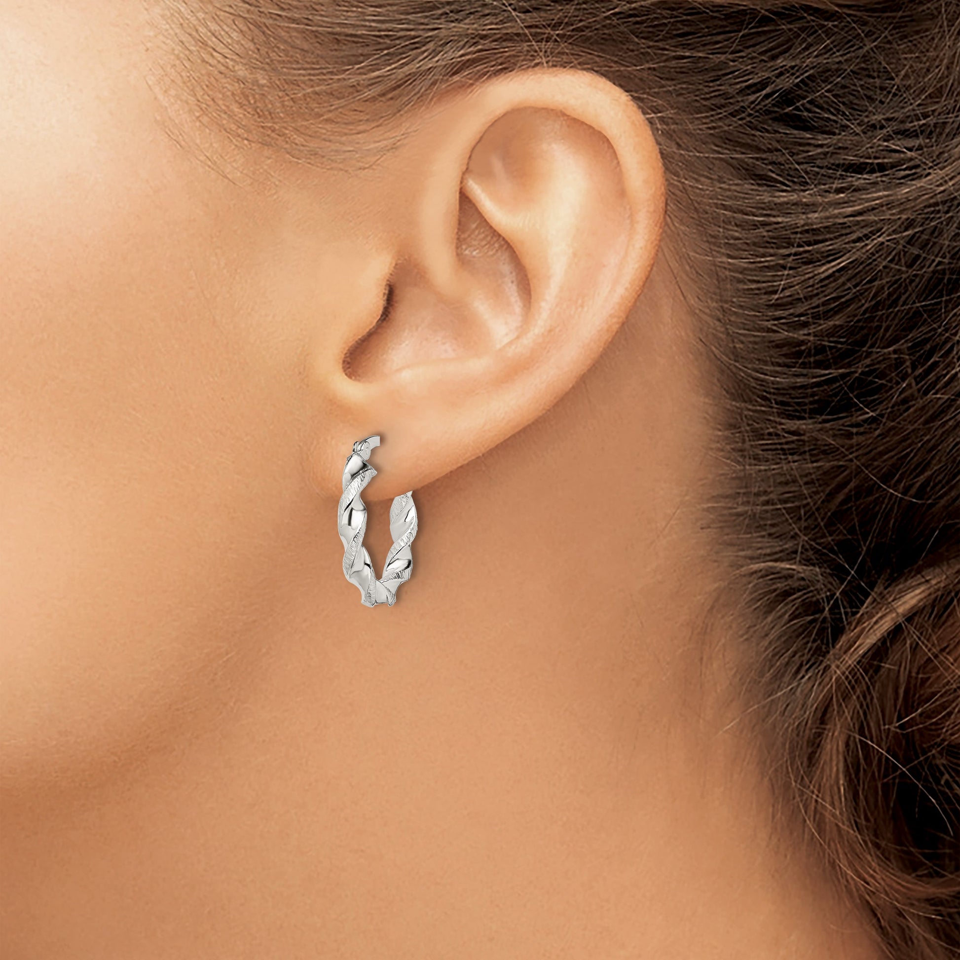 Sterling Silver Twisted and Textured Hoop Earrings