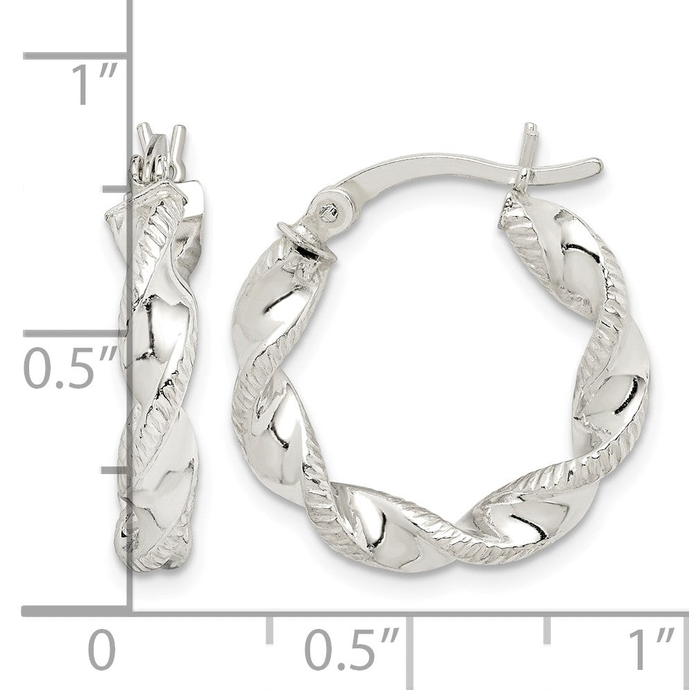 Sterling Silver Twisted and Textured Hoop Earrings