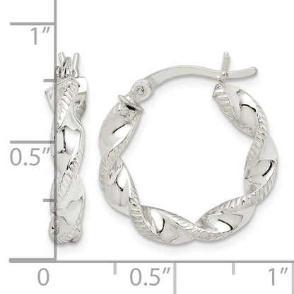 Sterling Silver Twisted and Textured Hoop Earrings