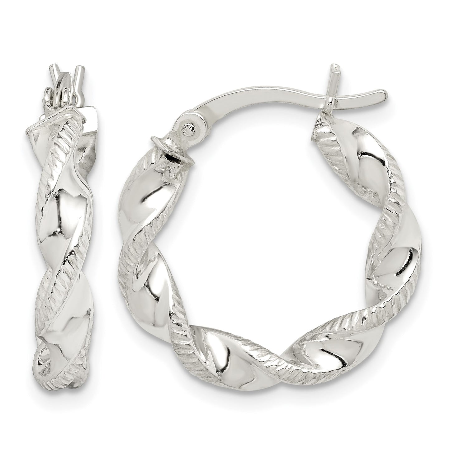 Sterling Silver Twisted and Textured Hoop Earrings
