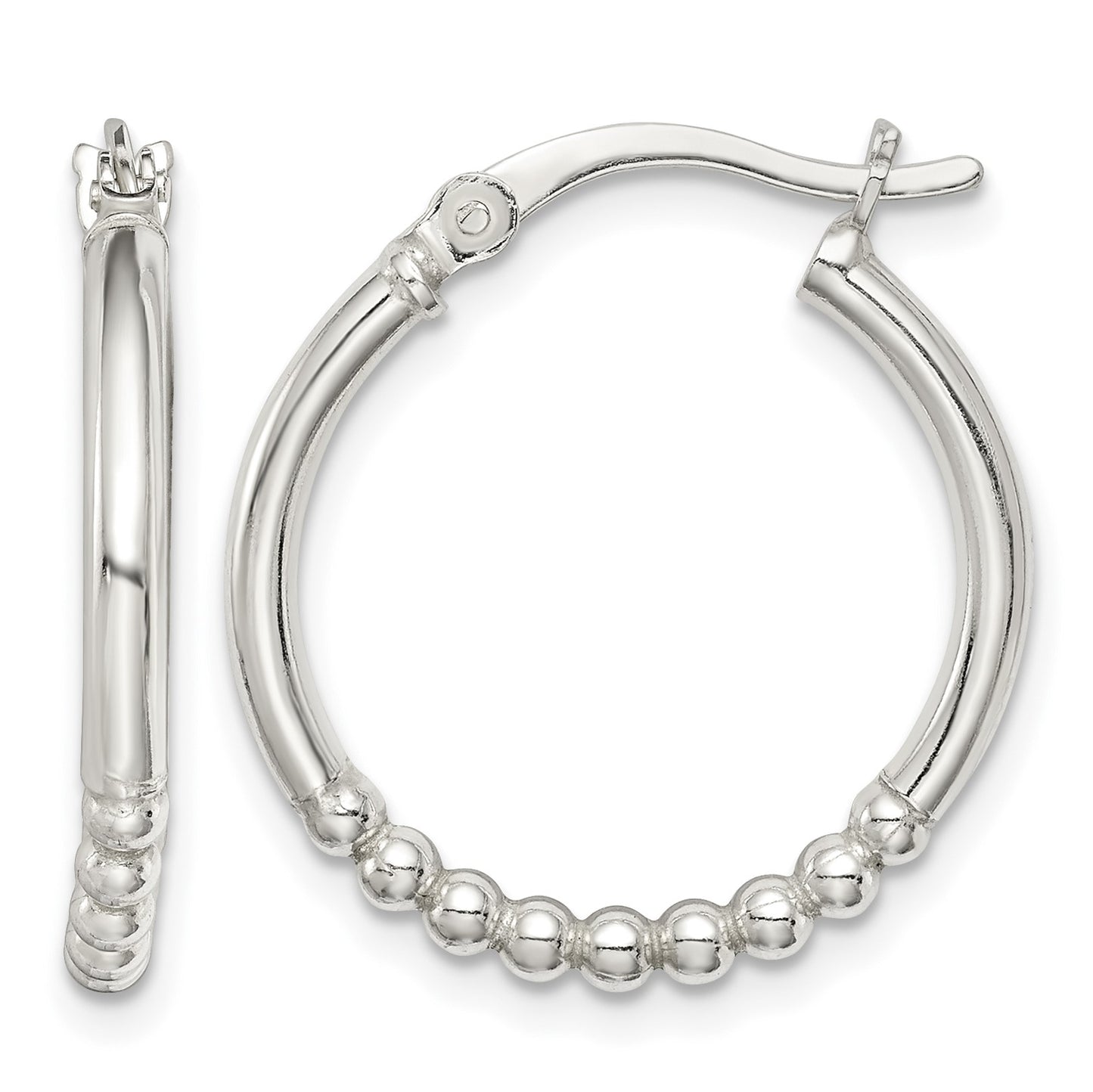 Sterling Silver Beaded Hoop Earrings