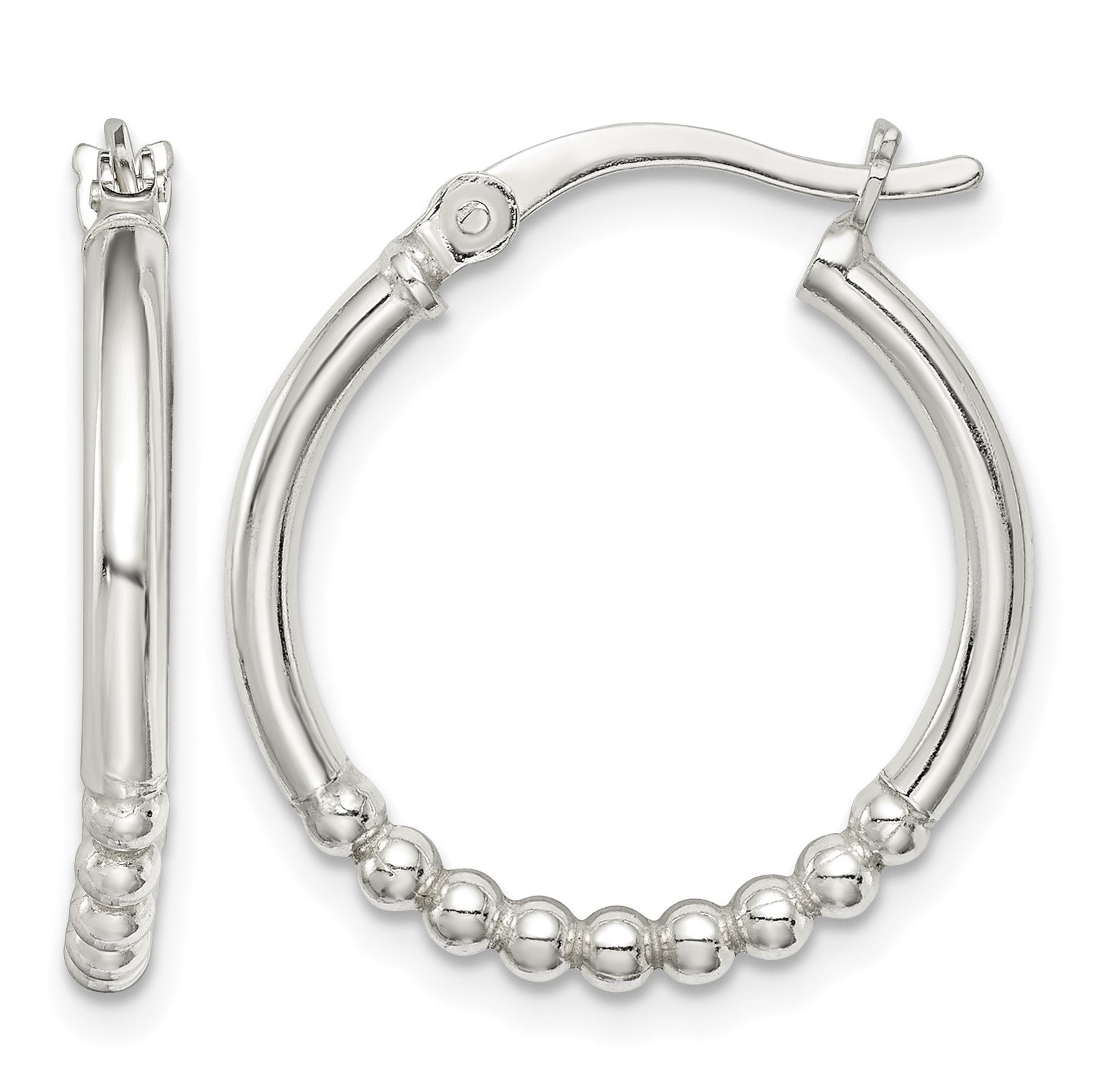 Sterling Silver Beaded Hoop Earrings