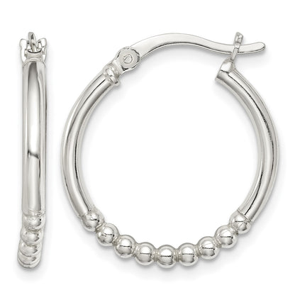 Sterling Silver Beaded Hoop Earrings