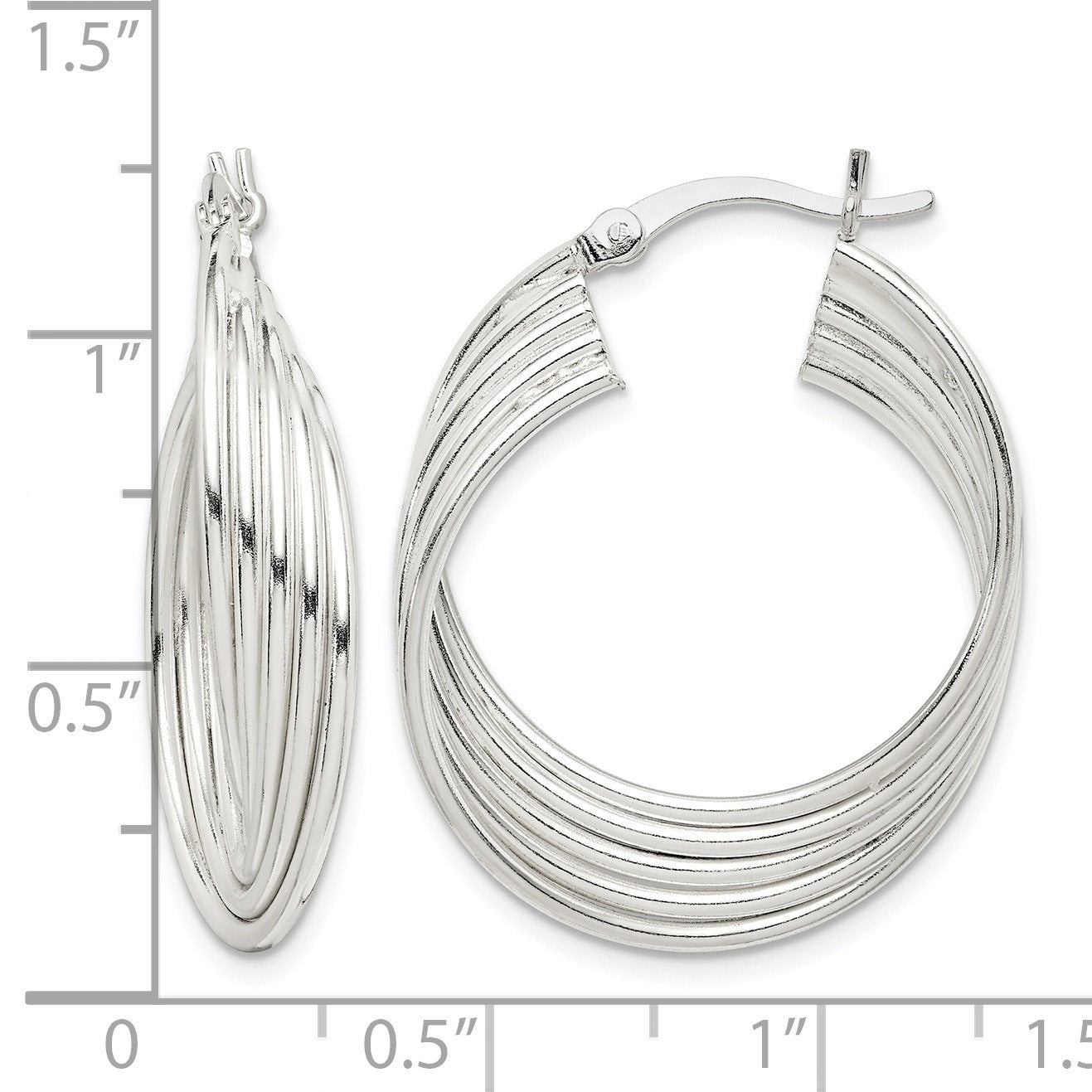 Sterling Silver Polished Twisted Multi-tube Round Hoop Earrings