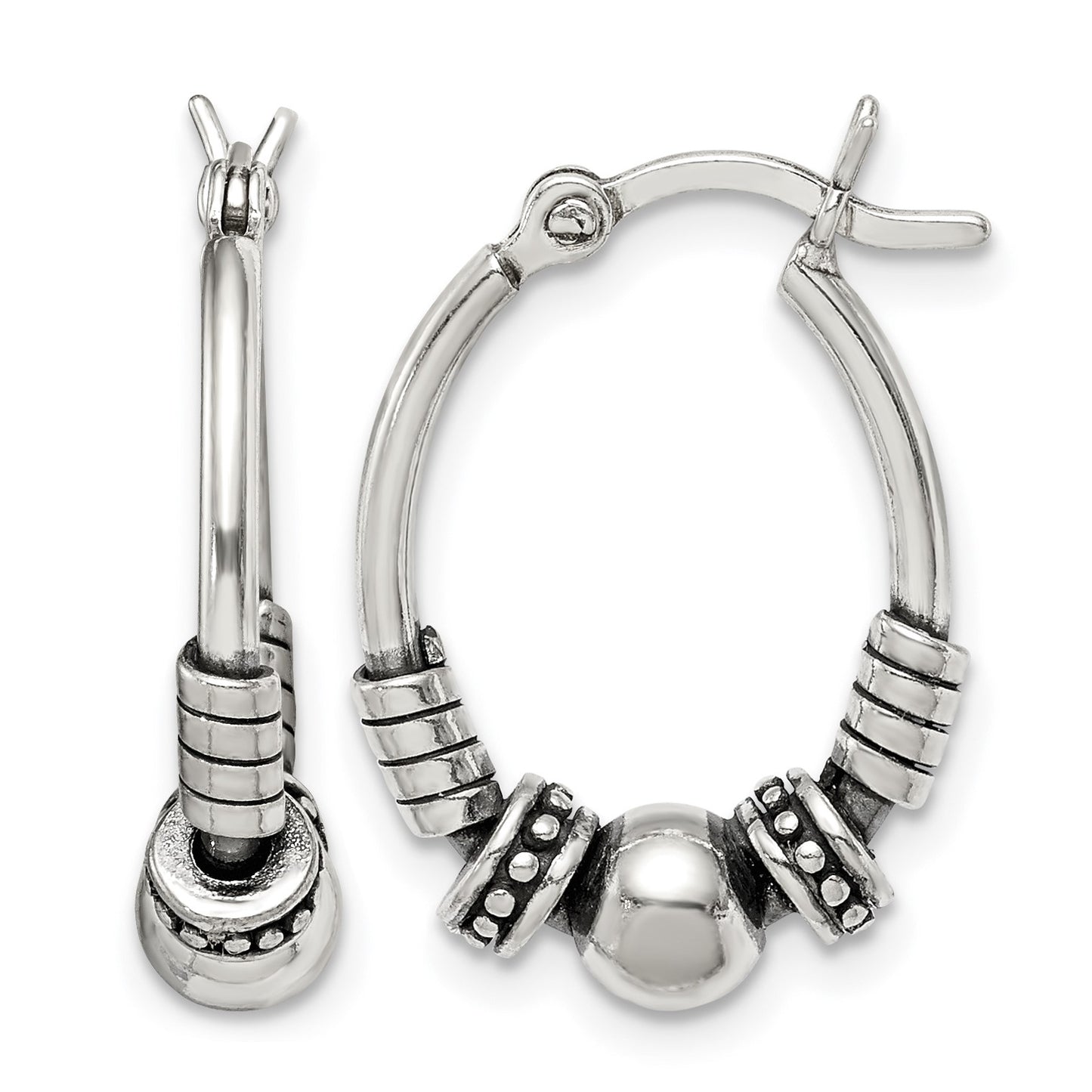 Sterling Silver Antiqued Hoop Earrings