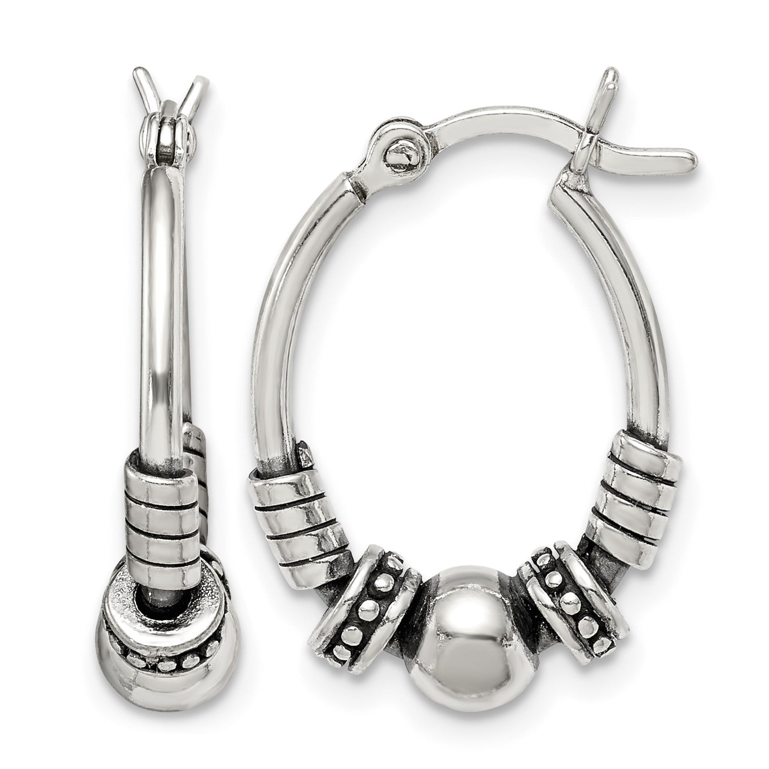 Sterling Silver Antiqued Hoop Earrings