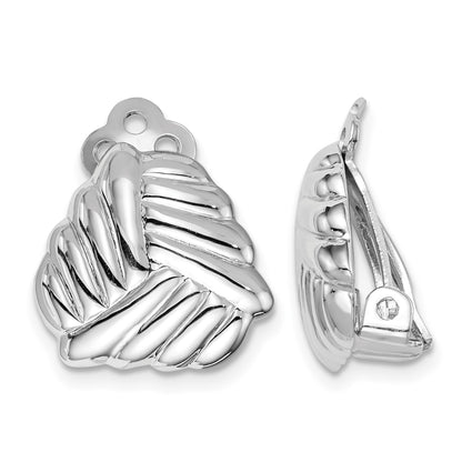 Sterling Silver RH-plated Polished Non-Pierced Woven Triangle Earrings