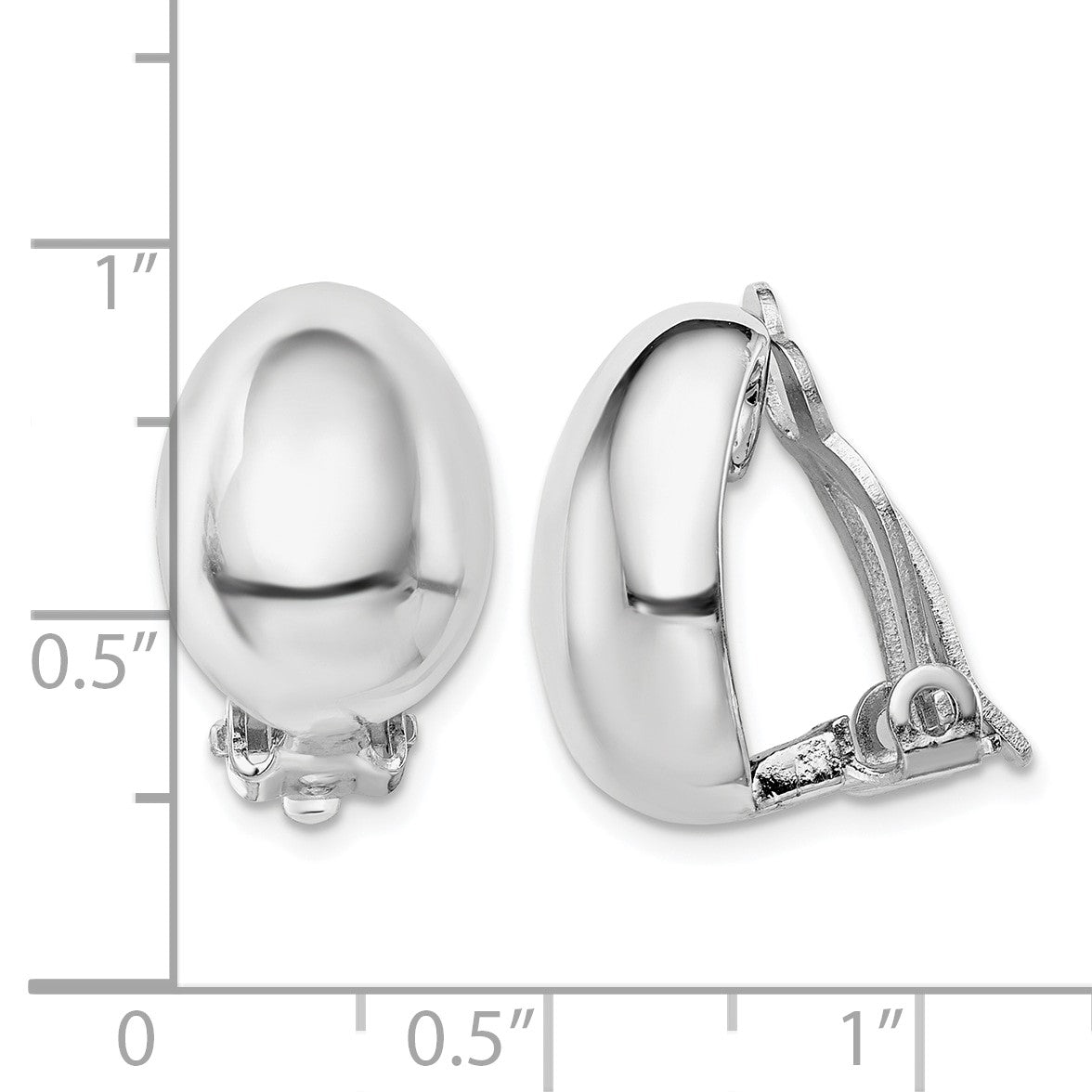 Sterling Silver Rhodium-plated Polished Non-Pierced Oval Earrings
