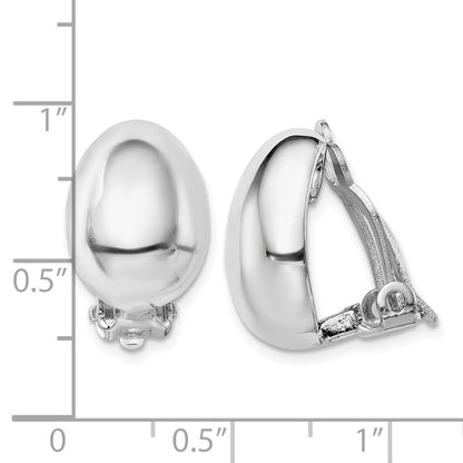 Sterling Silver Rhodium-plated Polished Non-Pierced Oval Earrings