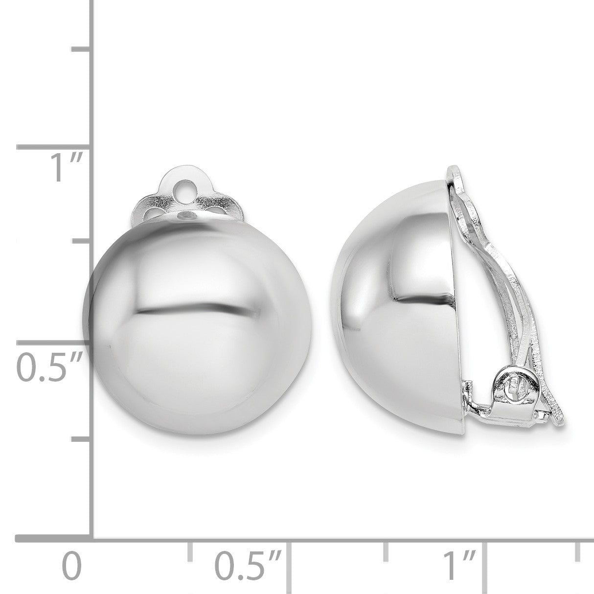 Sterling Silver Rhodium-plated Polished Non-Pierced Circle Earrings
