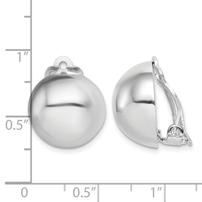 Sterling Silver Rhodium-plated Polished Non-Pierced Circle Earrings