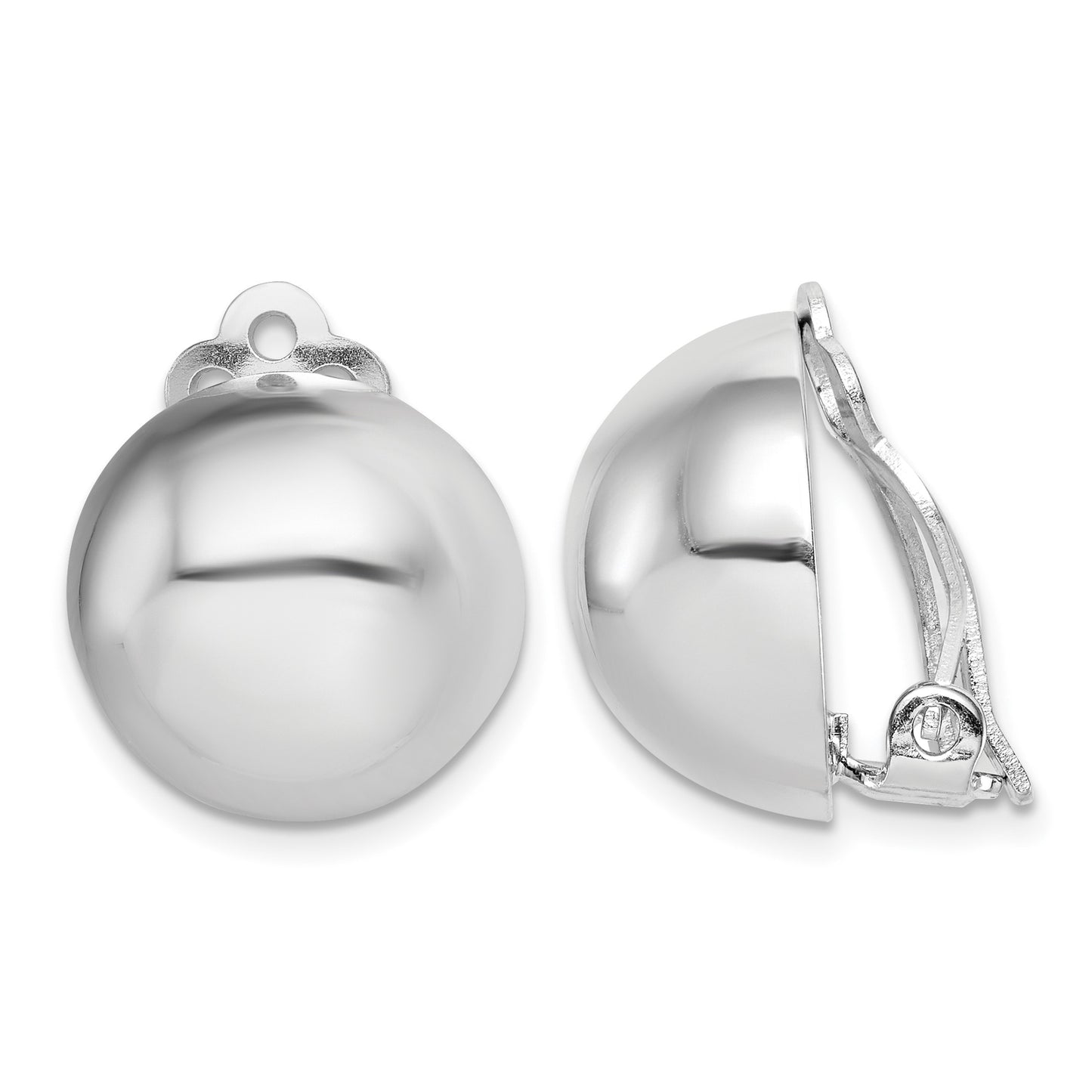 Sterling Silver Rhodium-plated Polished Non-Pierced Circle Earrings