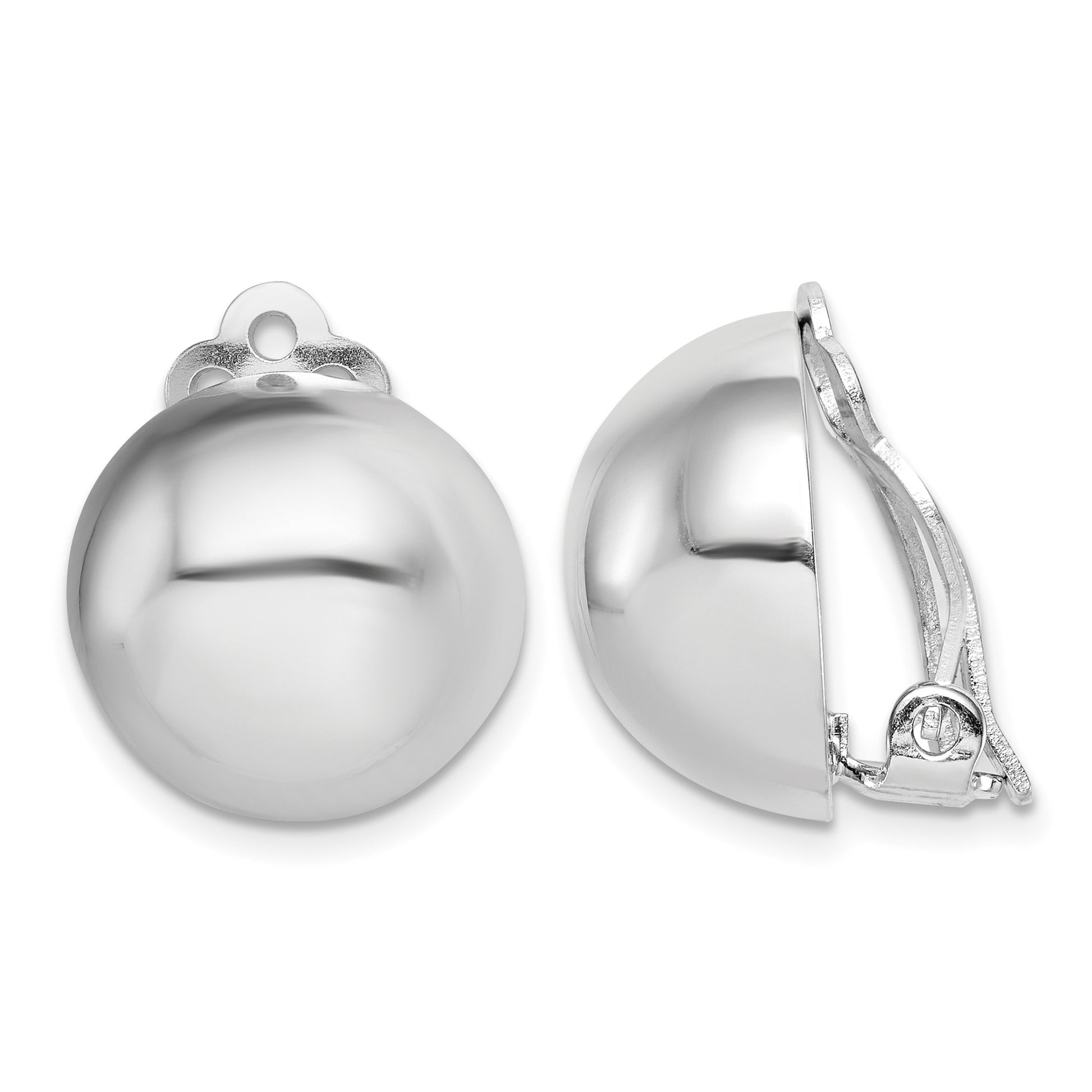 Sterling Silver Rhodium-plated Polished Non-Pierced Circle Earrings