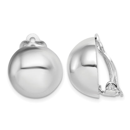Sterling Silver Rhodium-plated Polished Non-Pierced Circle Earrings