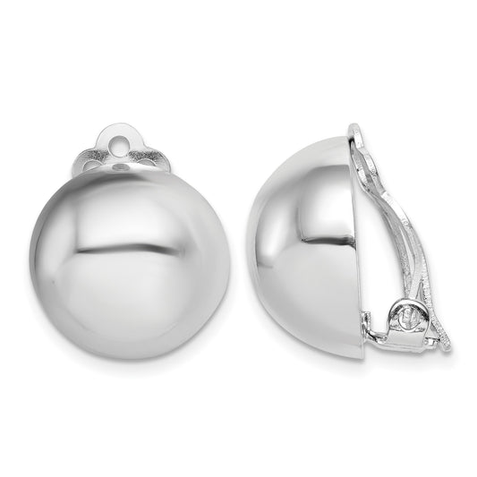 Sterling Silver Rhodium-plated Polished Non-Pierced Circle Earrings