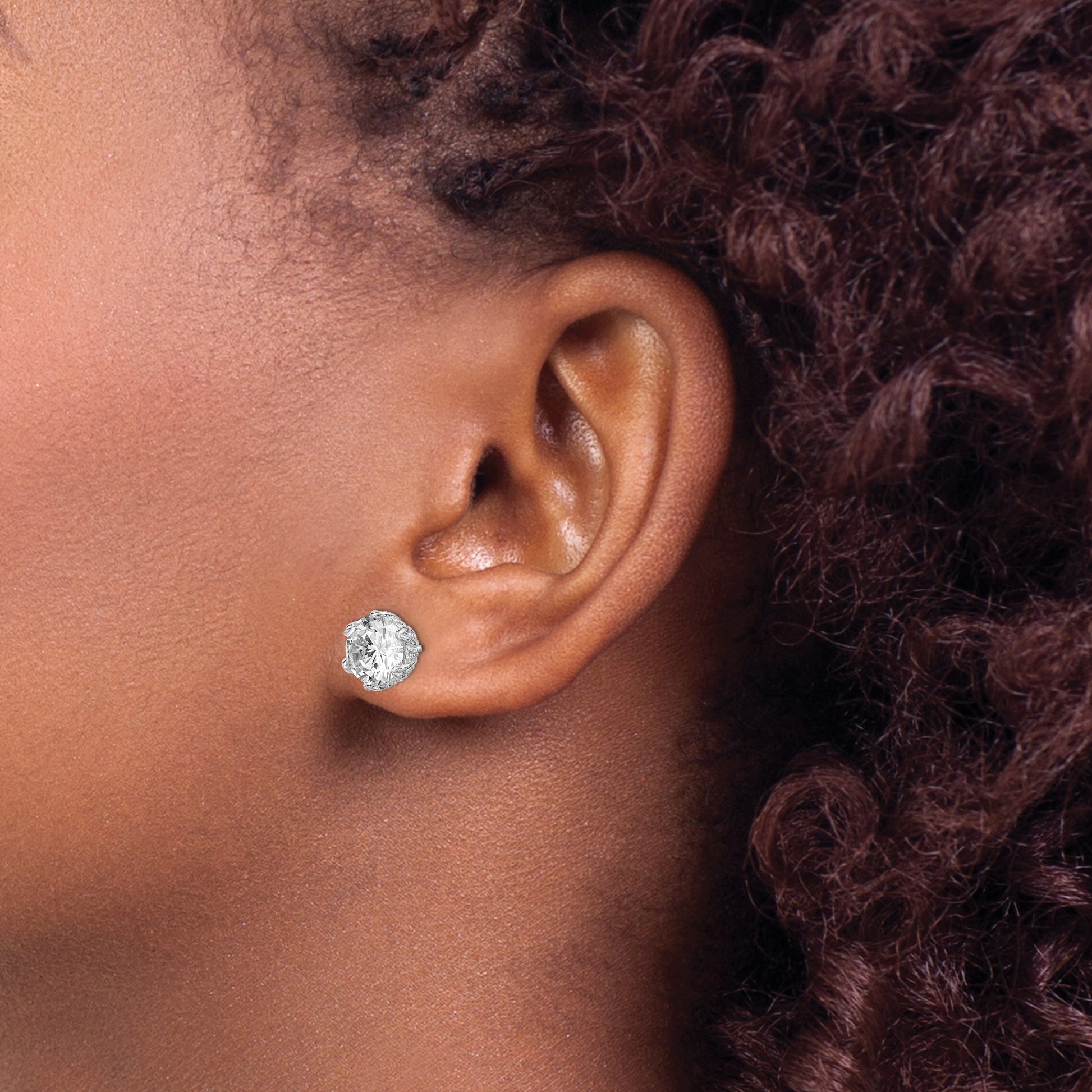 Sterling Silver Rhodium-plated CZ Stud Earrings