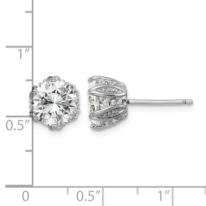 Sterling Silver Rhodium-plated CZ Stud Earrings