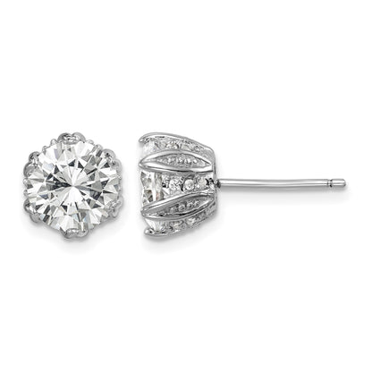 Sterling Silver Rhodium-plated CZ Stud Earrings