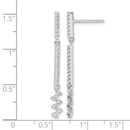 Sterling Silver Rhodium Plated CZ Dangle Earrings