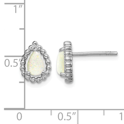 Sterling Silver Lab Created Opal Post Earrings