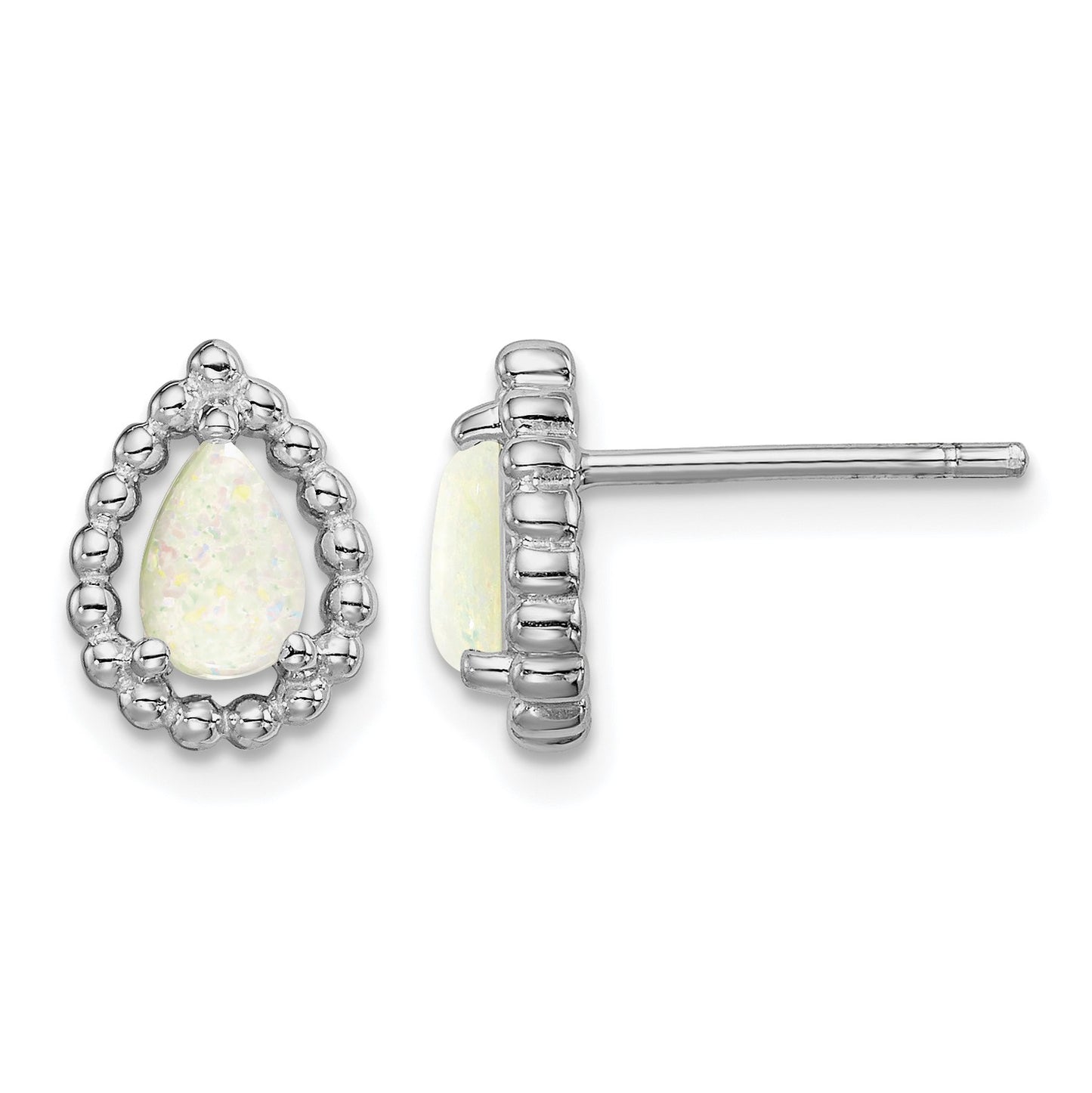 Sterling Silver Lab Created Opal Post Earrings