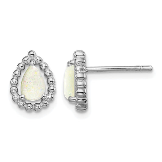 Sterling Silver Lab Created Opal Post Earrings
