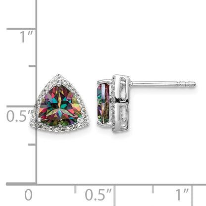 Sterling Silver Rhodium-plated Trillion Mystic Fire/White Topaz Earrings