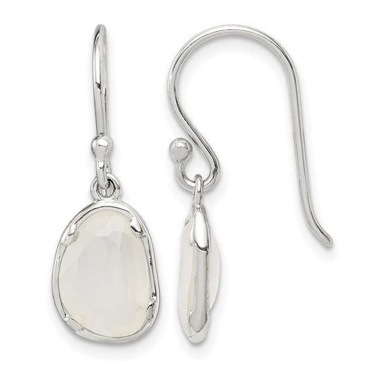 Sterling Silver White Chalcedony Dangle Earrings