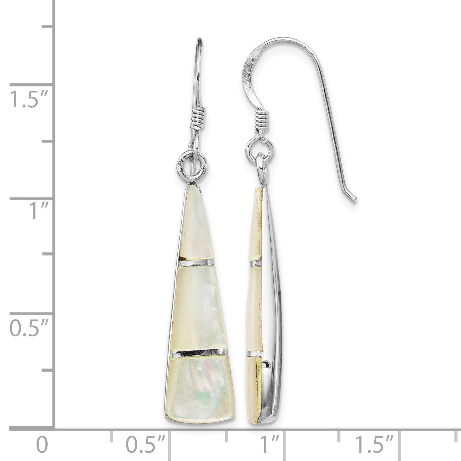 Sterling Silver Rhodium-plated Polished Mother of Pearl Dangle Earrings