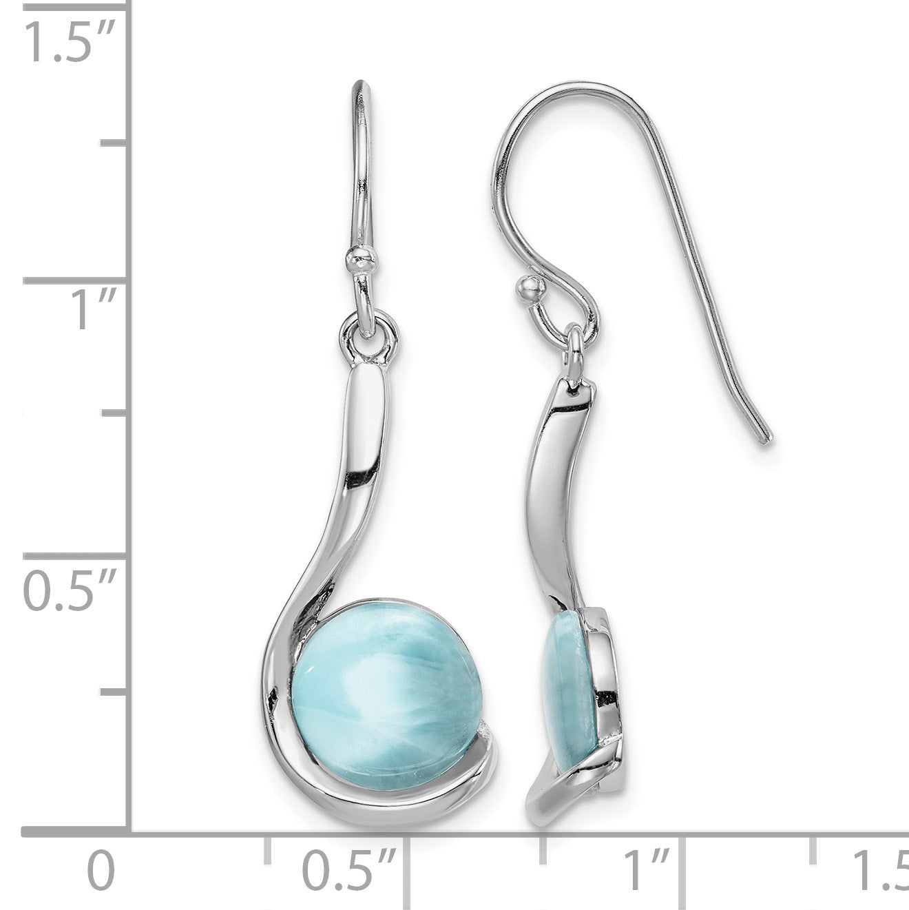 Sterling Silver Rhodium-plated Larimar Swirl Dangle Earrings