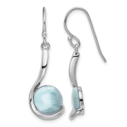 Sterling Silver Rhodium-plated Larimar Swirl Dangle Earrings