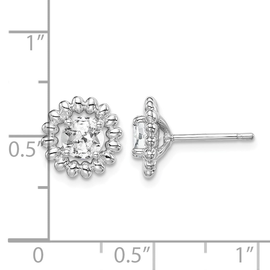 Sterling Silver Rhod-plat White Topaz Earrings