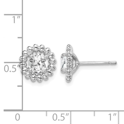 Sterling Silver Rhod-plat White Topaz Earrings