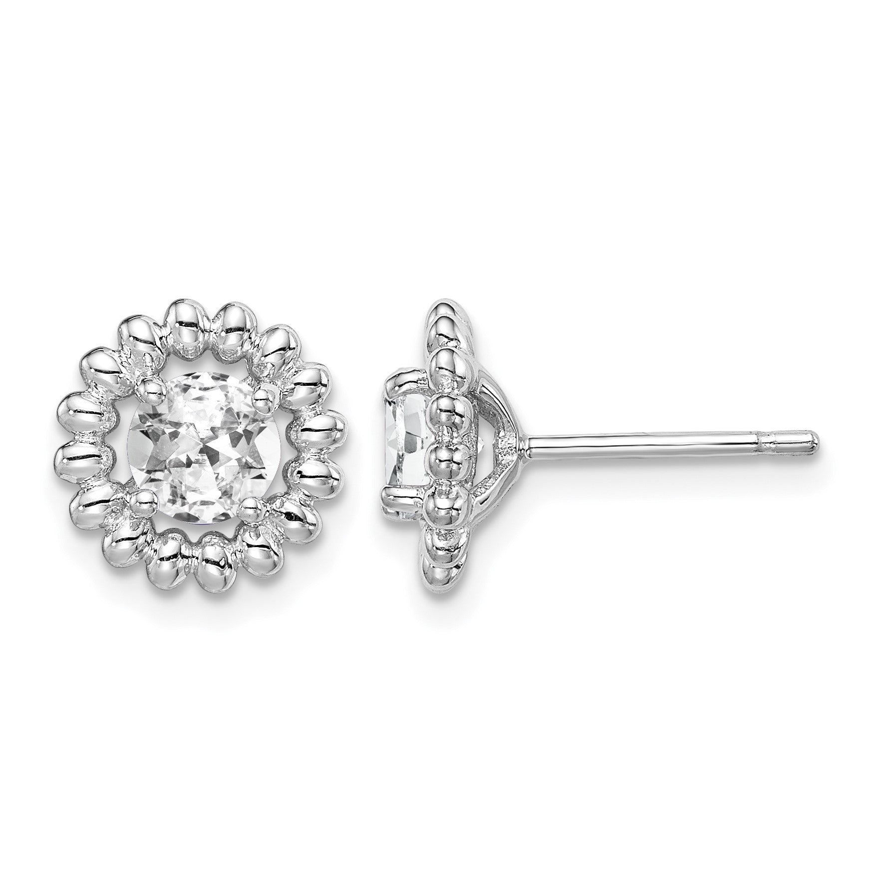 Sterling Silver Rhod-plat White Topaz Earrings