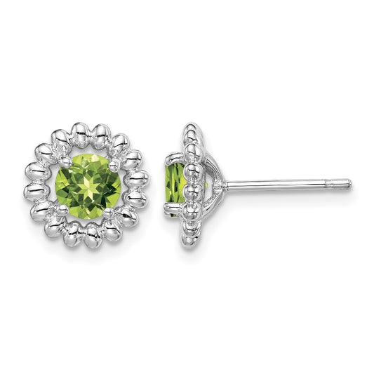 Sterling Silver Rhod-plat Peridot Earrings