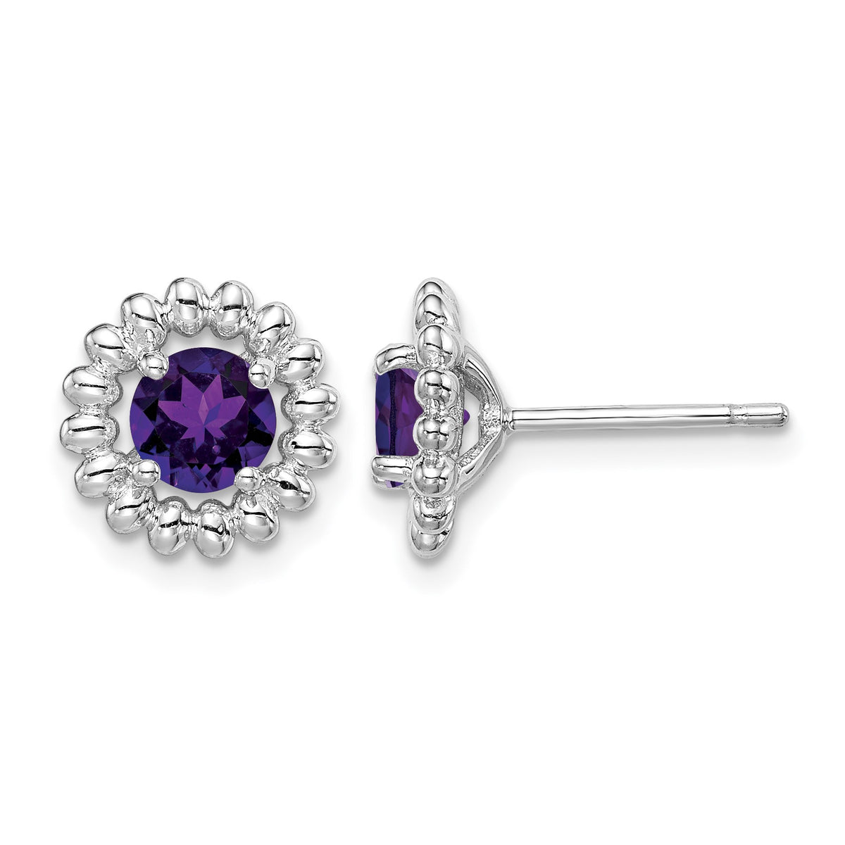 Sterling Silver Rhod-plat Amethyst Earrings