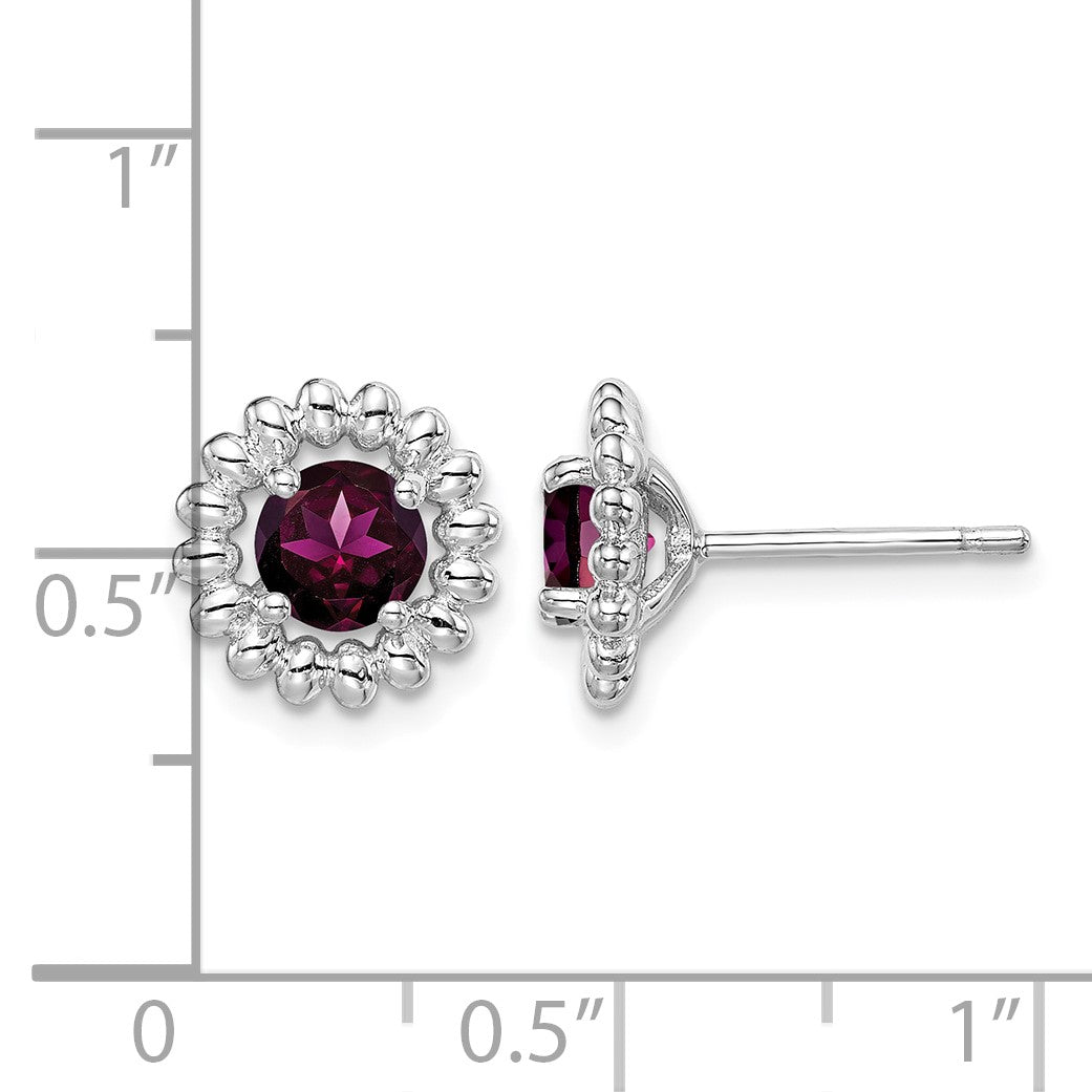 Sterling Silver Rhod-plat Rhodolite Garnet Earrings