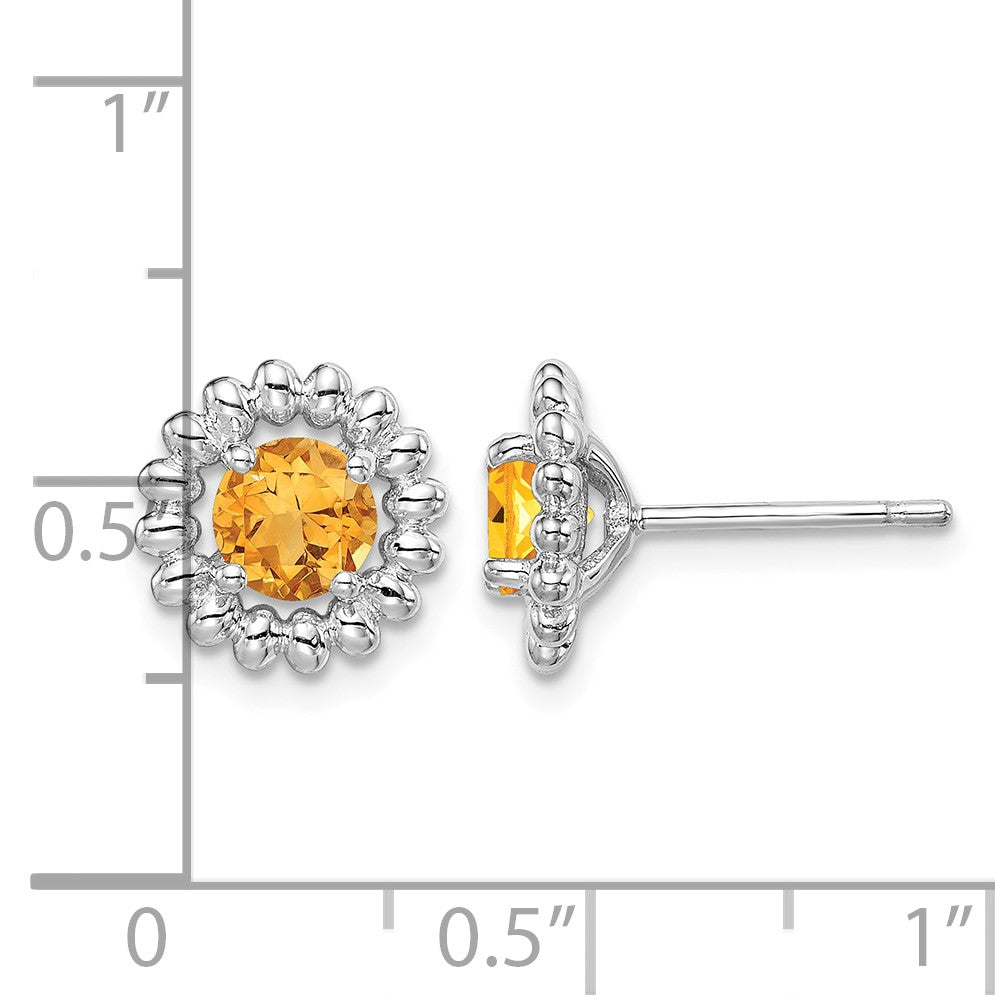 Sterling Silver Rhod-plat Citrine Earrings